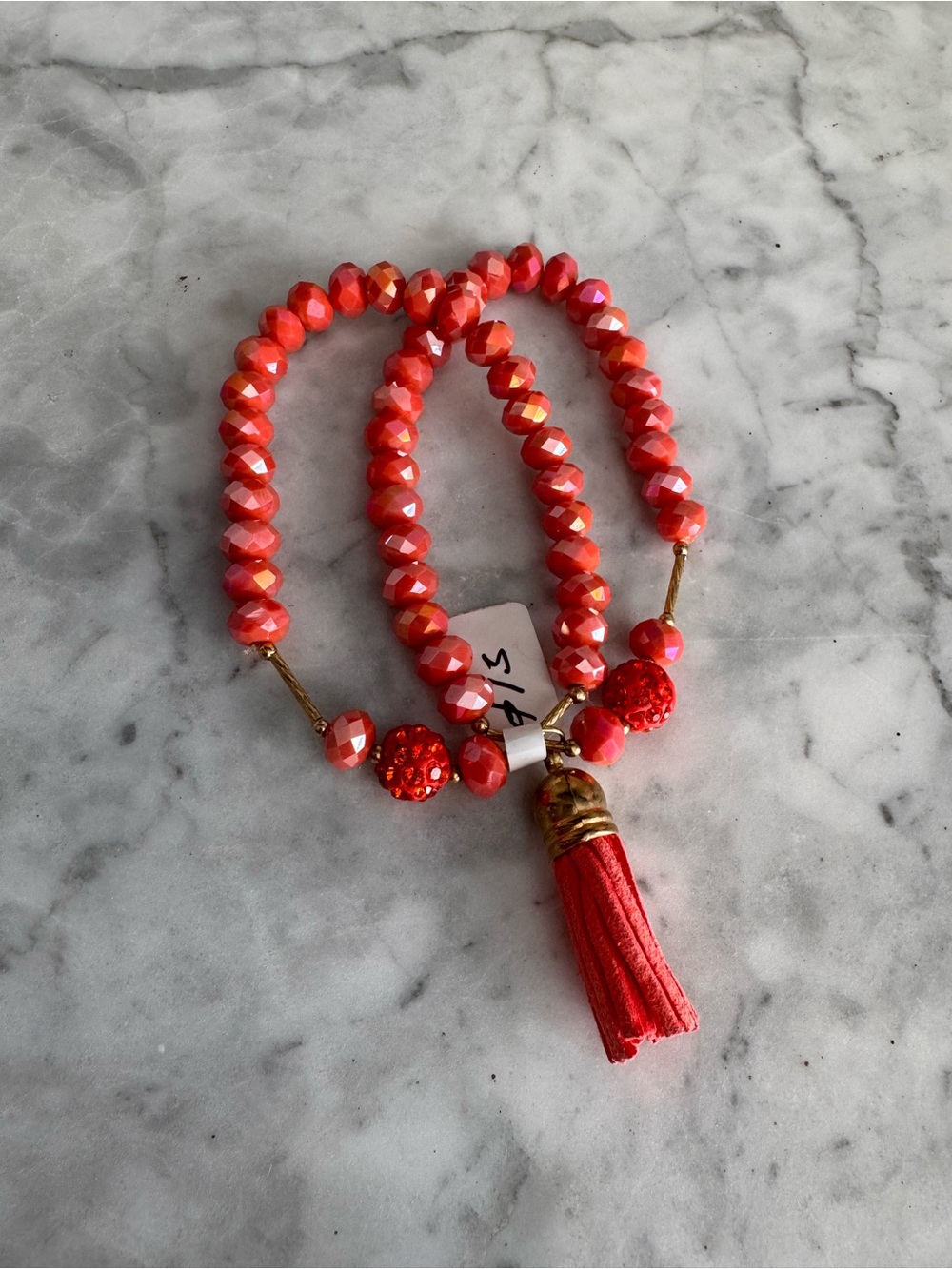Red Beaded Tassel Bracelet - Women Jewelry